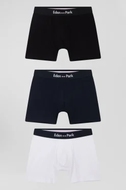 Set of 3 white solid stretch cotton boxers