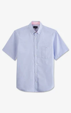 Short sleeved blue cotton shirt