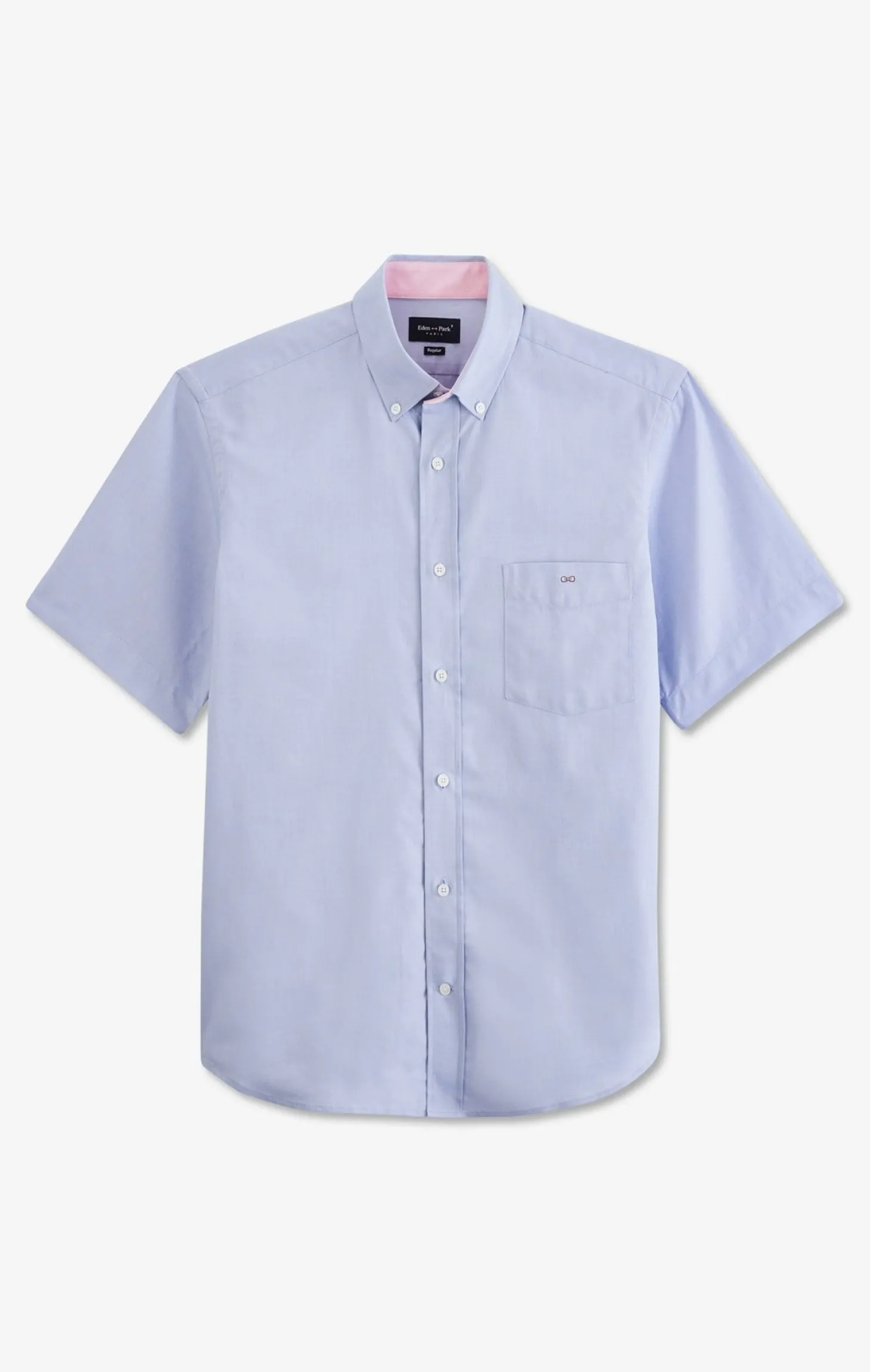 Short sleeved blue cotton shirt