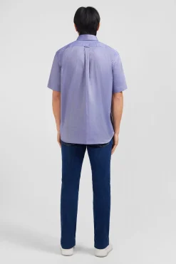 Short sleeved navy cotton shirt