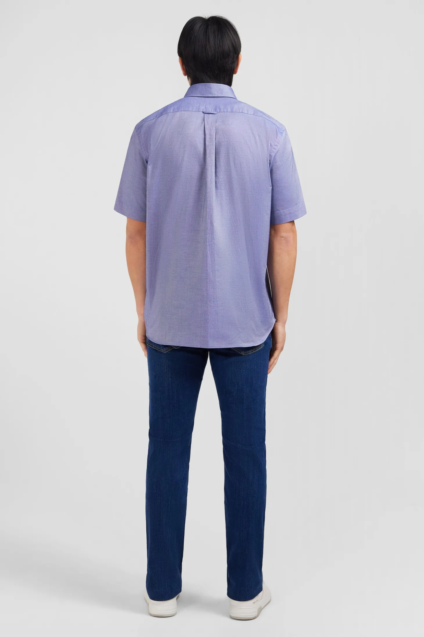 Short sleeved navy cotton shirt