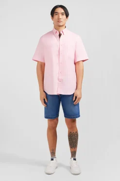 Short sleeved pink cotton shirt