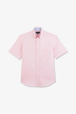 Short sleeved pink cotton shirt