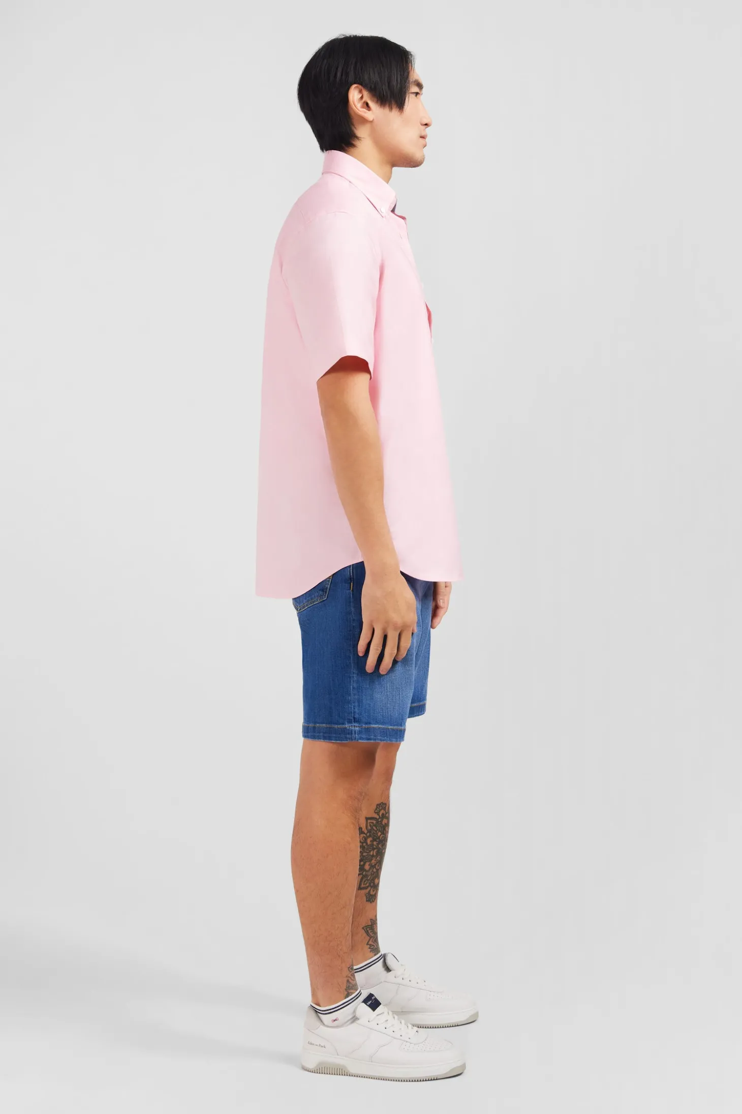 Short sleeved pink cotton shirt
