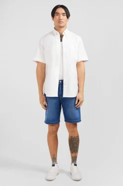 Short sleeved white cotton shirt
