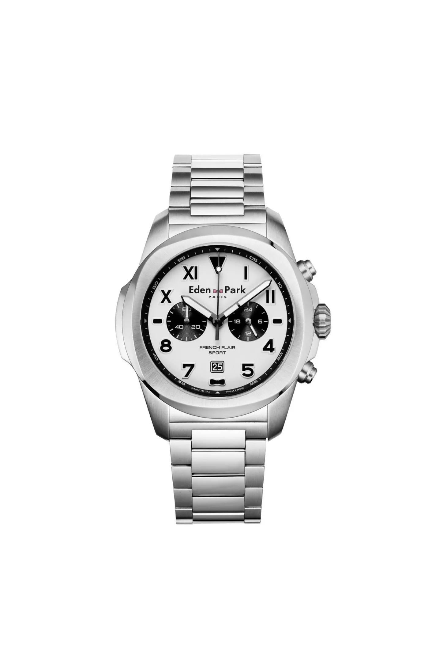 Silver steel chronograph quartz watch