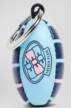 Sky blue rugby ball key ring with Eden Park screen-print