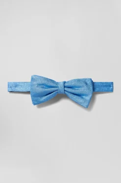 Sky blue silk bow tie with micro-motifs