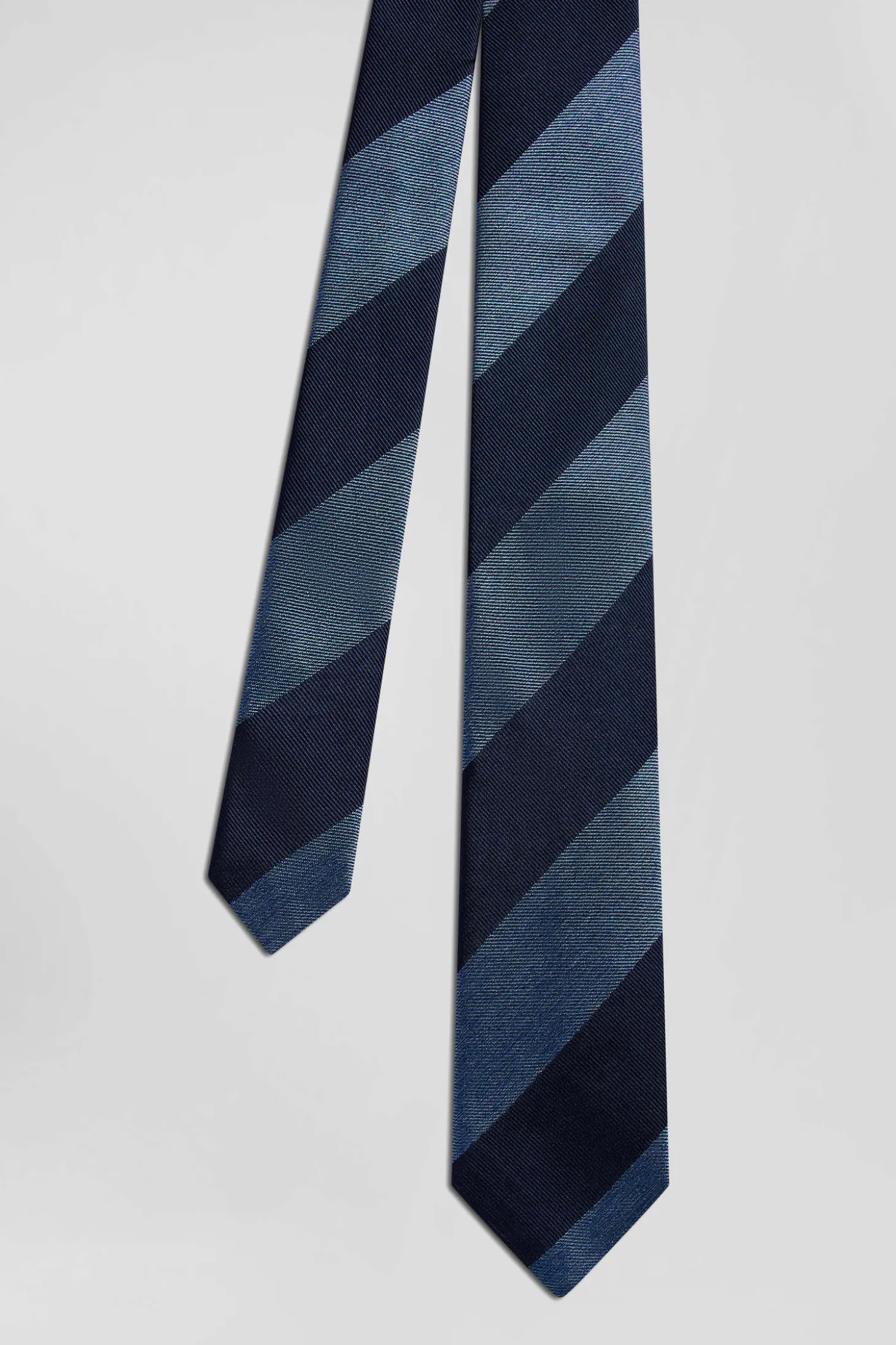 Sky blue silk tie with large stripes