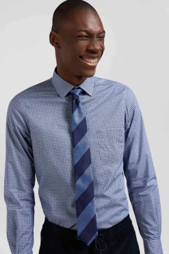 Sky blue silk tie with large stripes