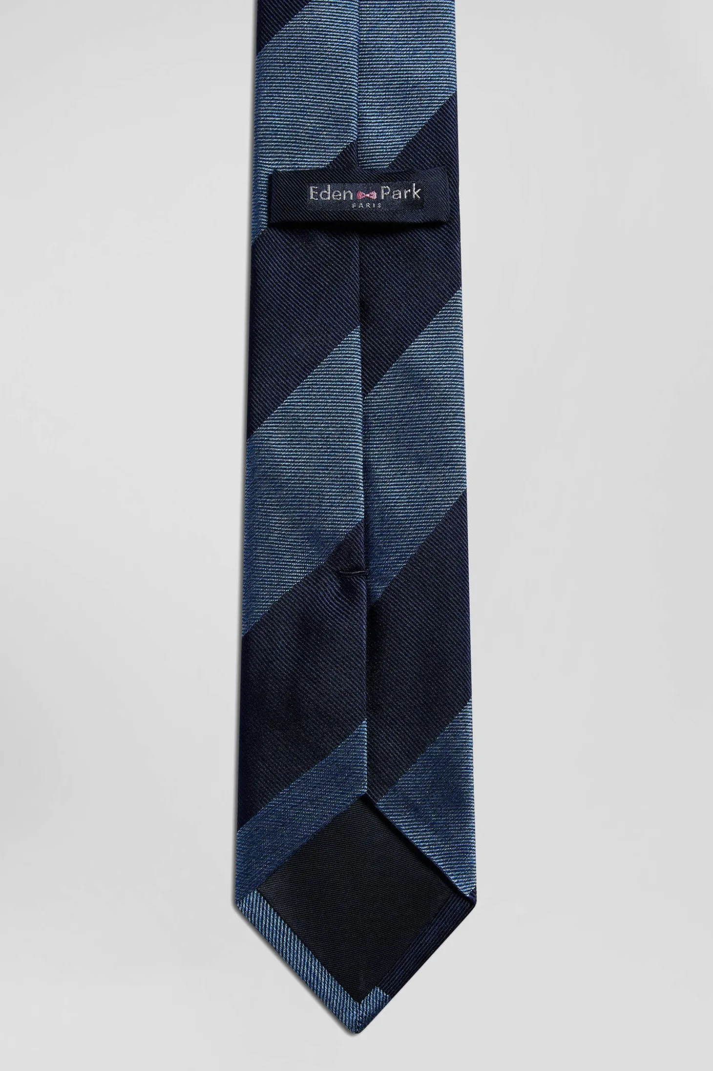 Sky blue silk tie with large stripes
