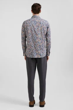 Slim beige cotton shirt