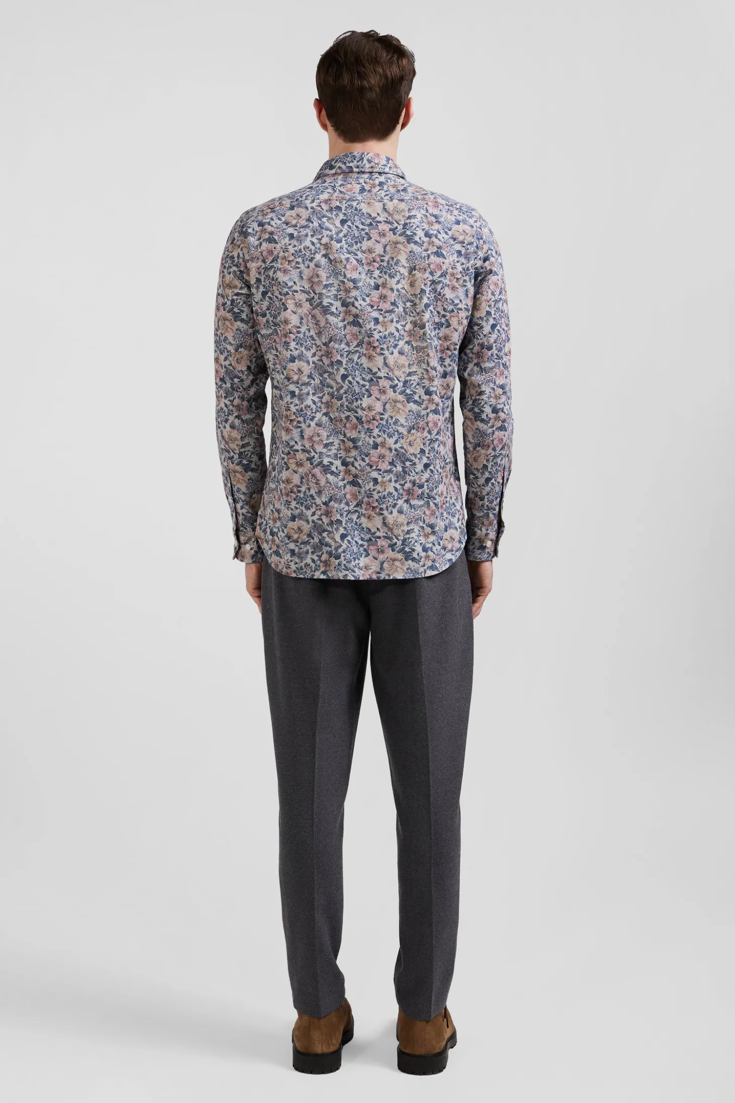 Slim beige cotton shirt