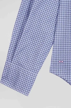 Slim blue graphic print cotton poplin shirt