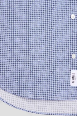Slim blue graphic print cotton poplin shirt