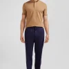 Slim camel short-sleeved stretch cotton polo shirt
