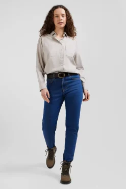 Slim dark blue cotton 5-pocket jeans