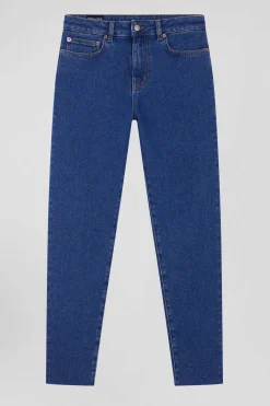 Slim dark blue cotton 5-pocket jeans