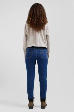 Slim dark blue cotton 5-pocket jeans