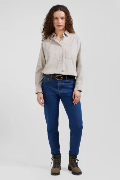 Slim dark blue cotton 5-pocket jeans