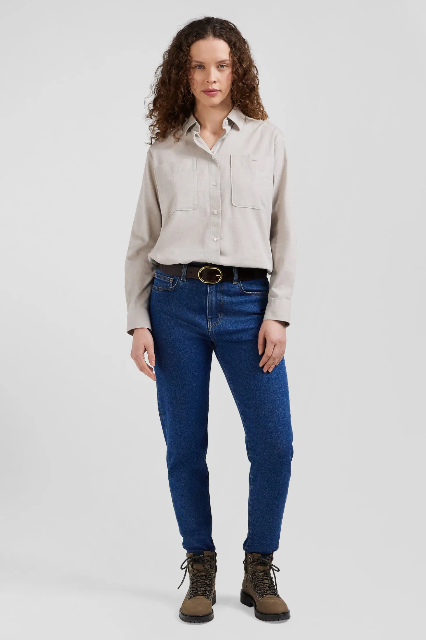 Slim dark blue cotton 5-pocket jeans