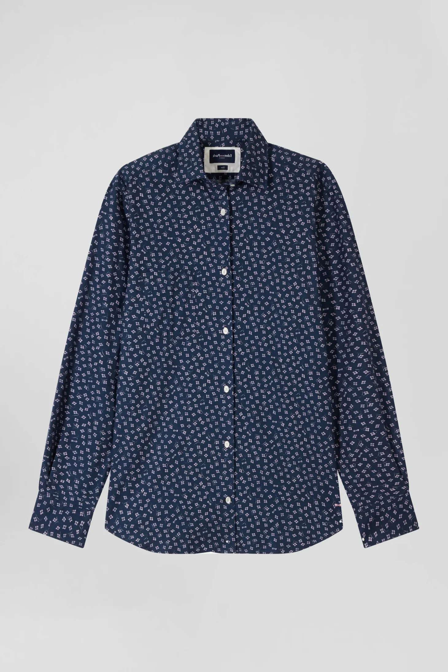Slim dark blue cotton shirt