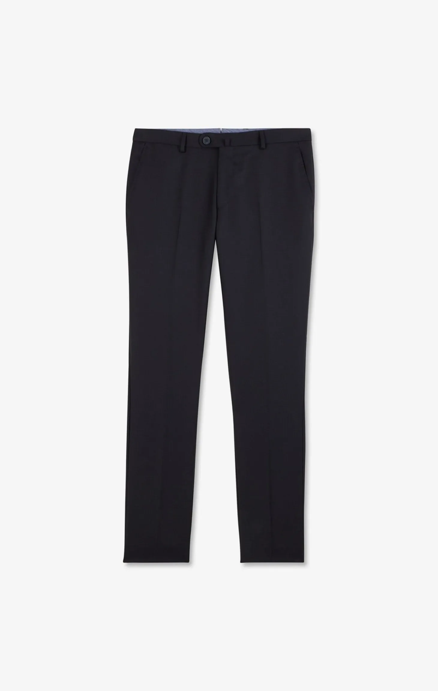 Slim dark blue wool trousers with broken fold