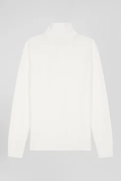 Slim ecru long-sleeved cotton piqué polo shirt