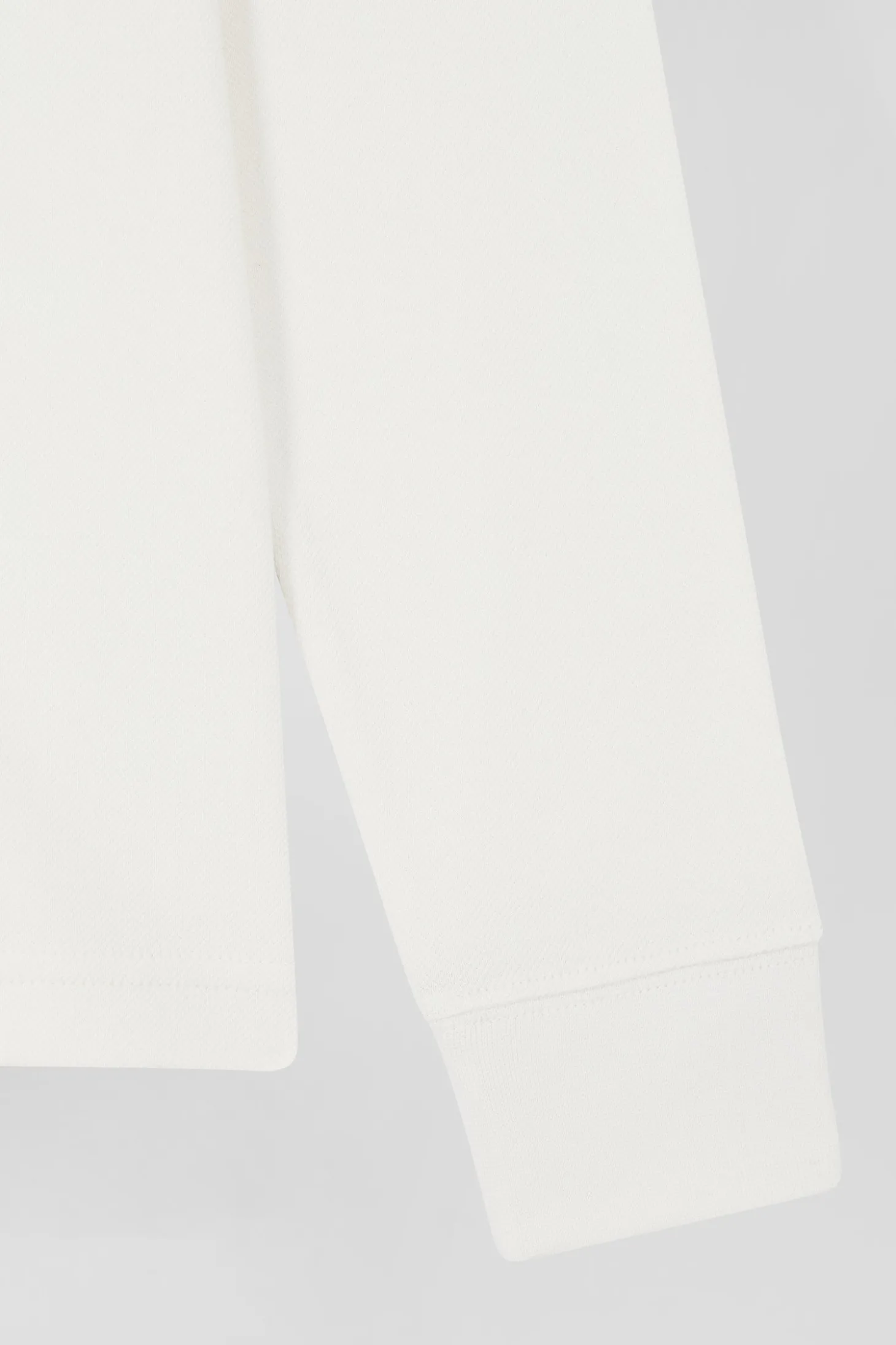 Slim ecru long-sleeved stretch cotton polo shirt with striped collar