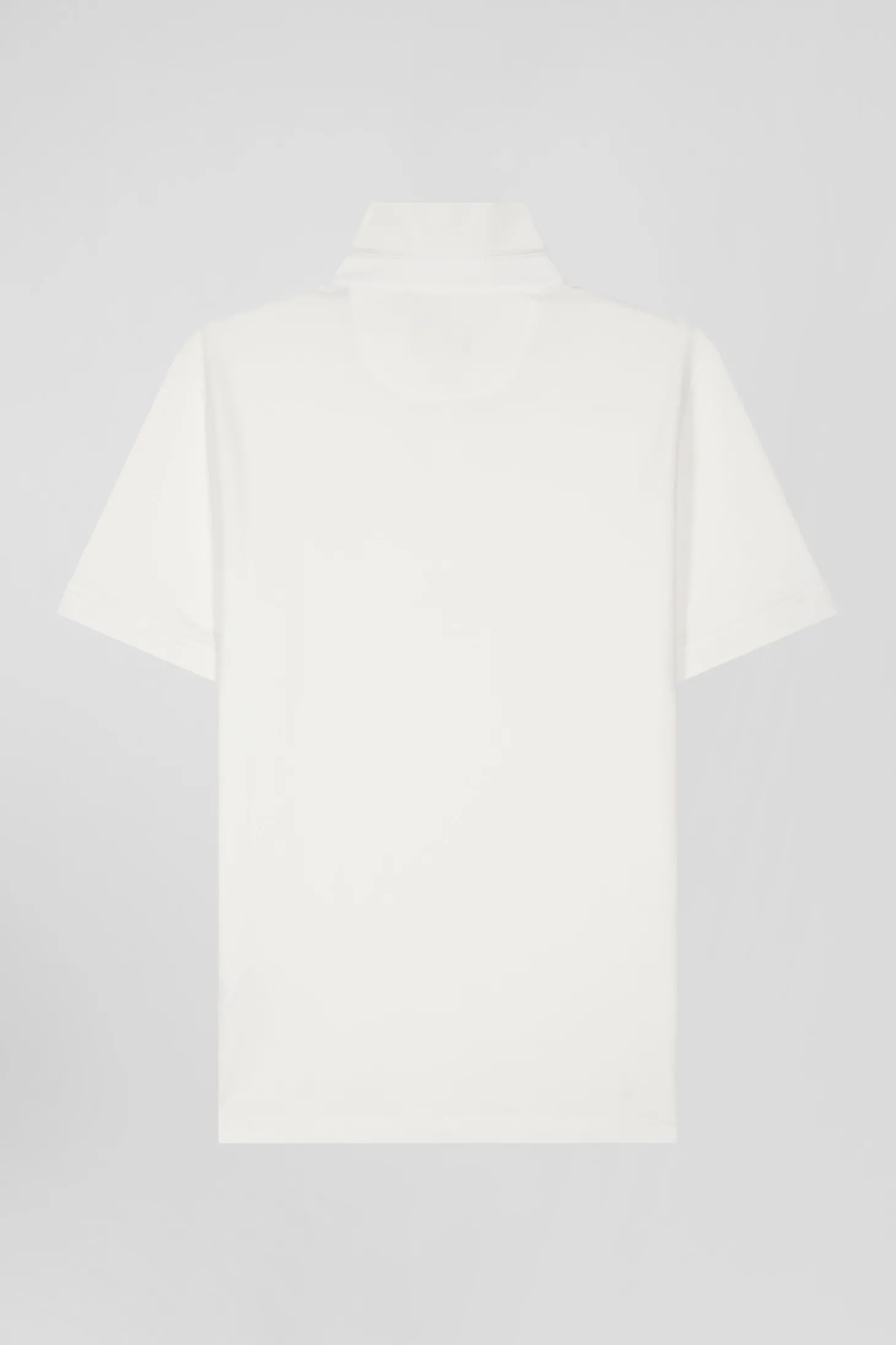 Slim ecru short-sleeved stretch cotton polo shirt