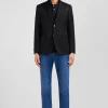 Slim fit black 100% wool blazer