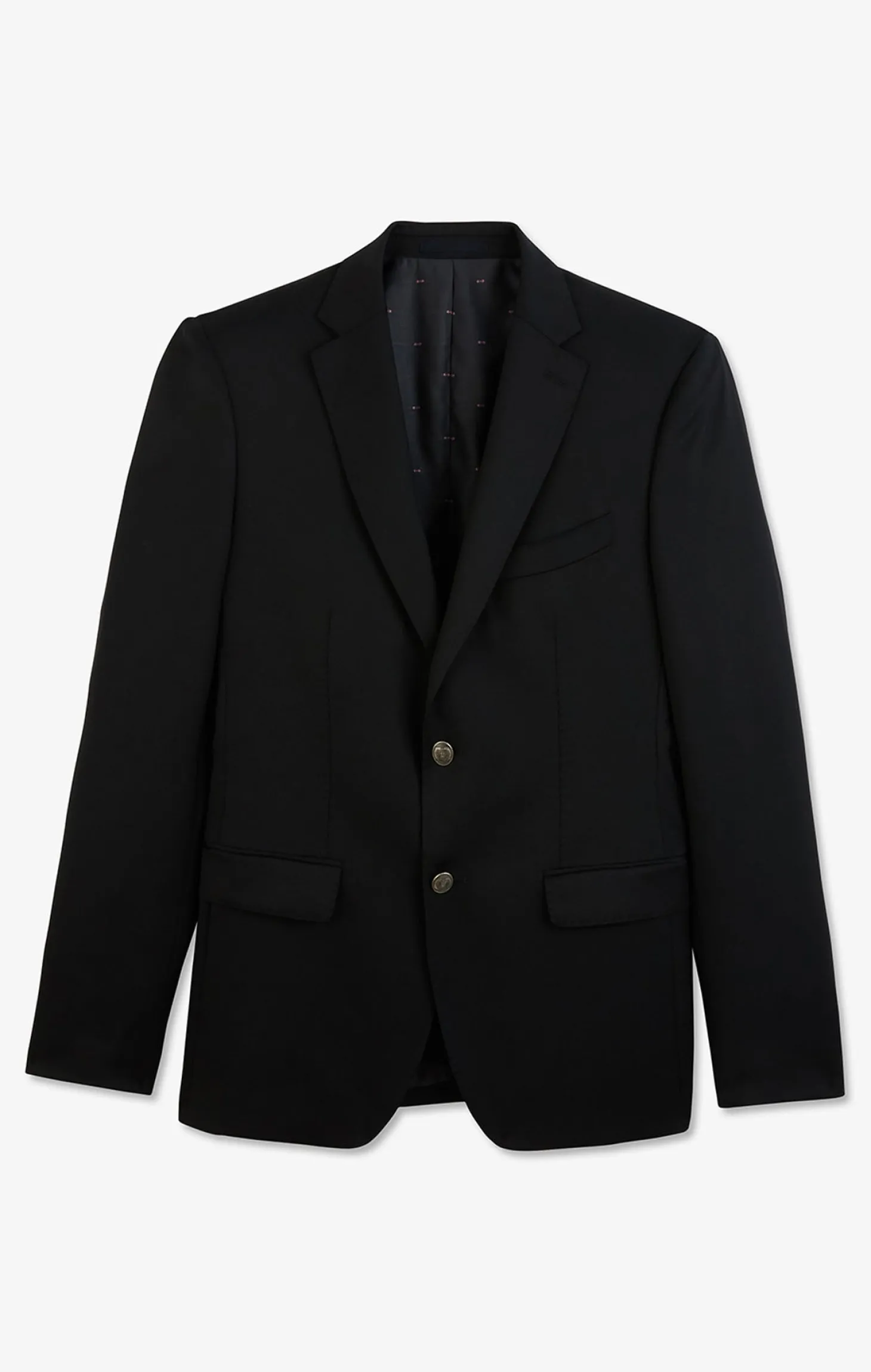 Slim fit black 100% wool blazer