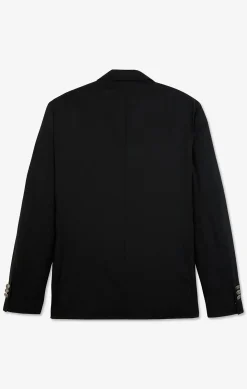 Slim fit black 100% wool blazer