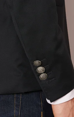 Slim fit black 100% wool blazer