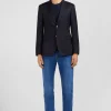 Slim fit navy blue 100% wool blazer