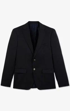 Slim fit navy blue 100% wool blazer