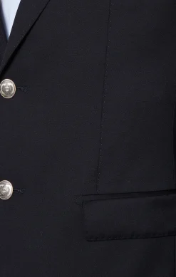 Slim fit navy blue 100% wool blazer