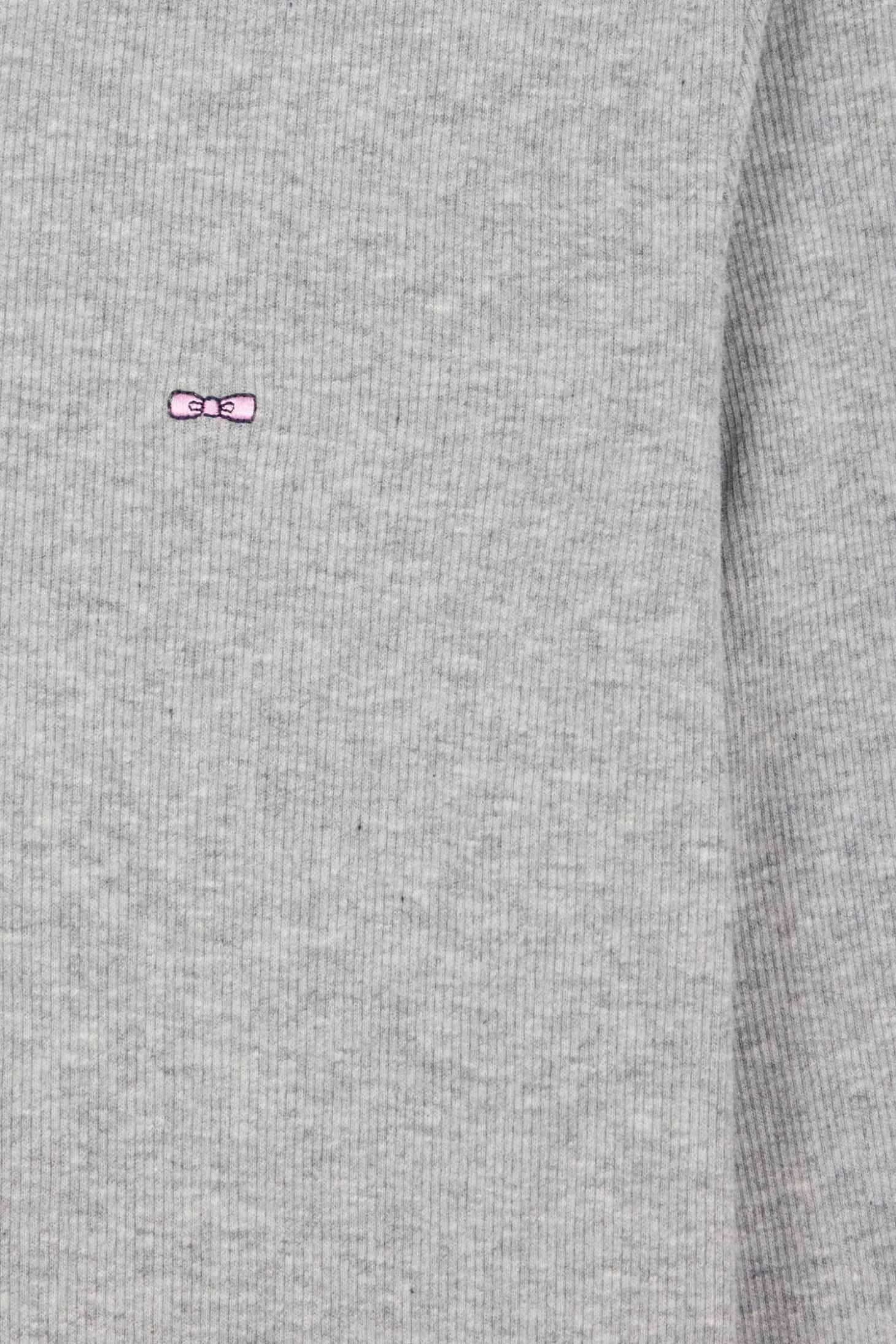 Slim grey long-sleeved round neck cotton T-shirt