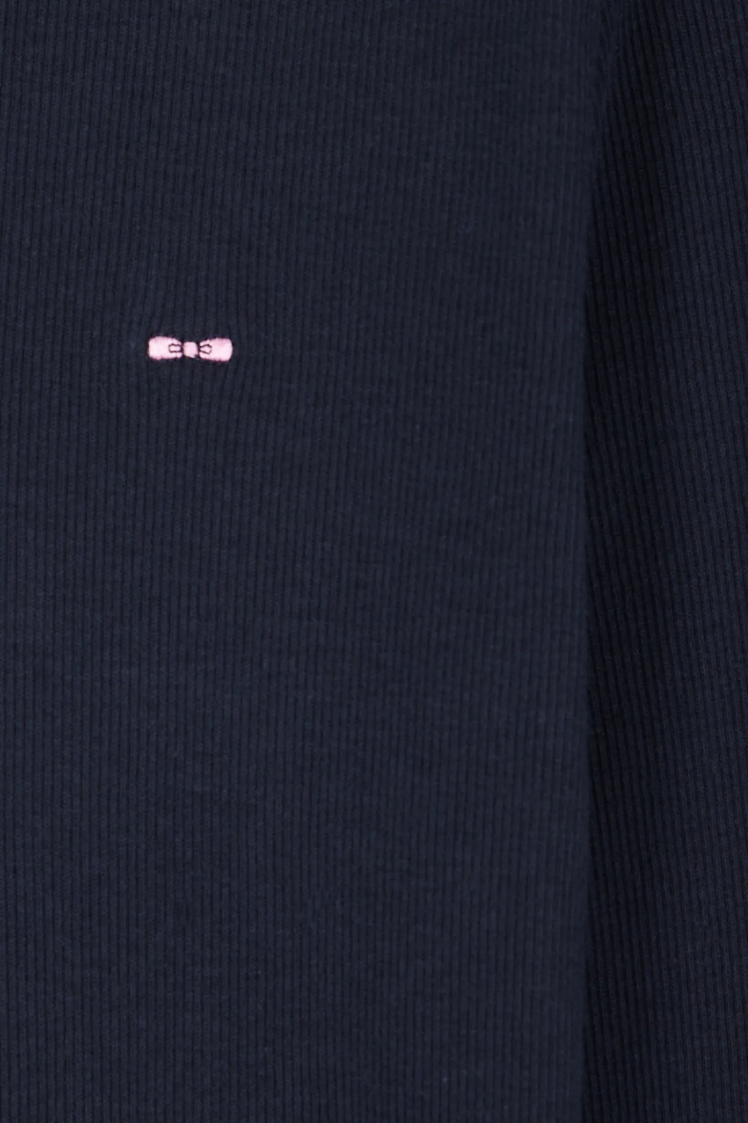 Slim navy blue long-sleeved round neck cotton T-shirt