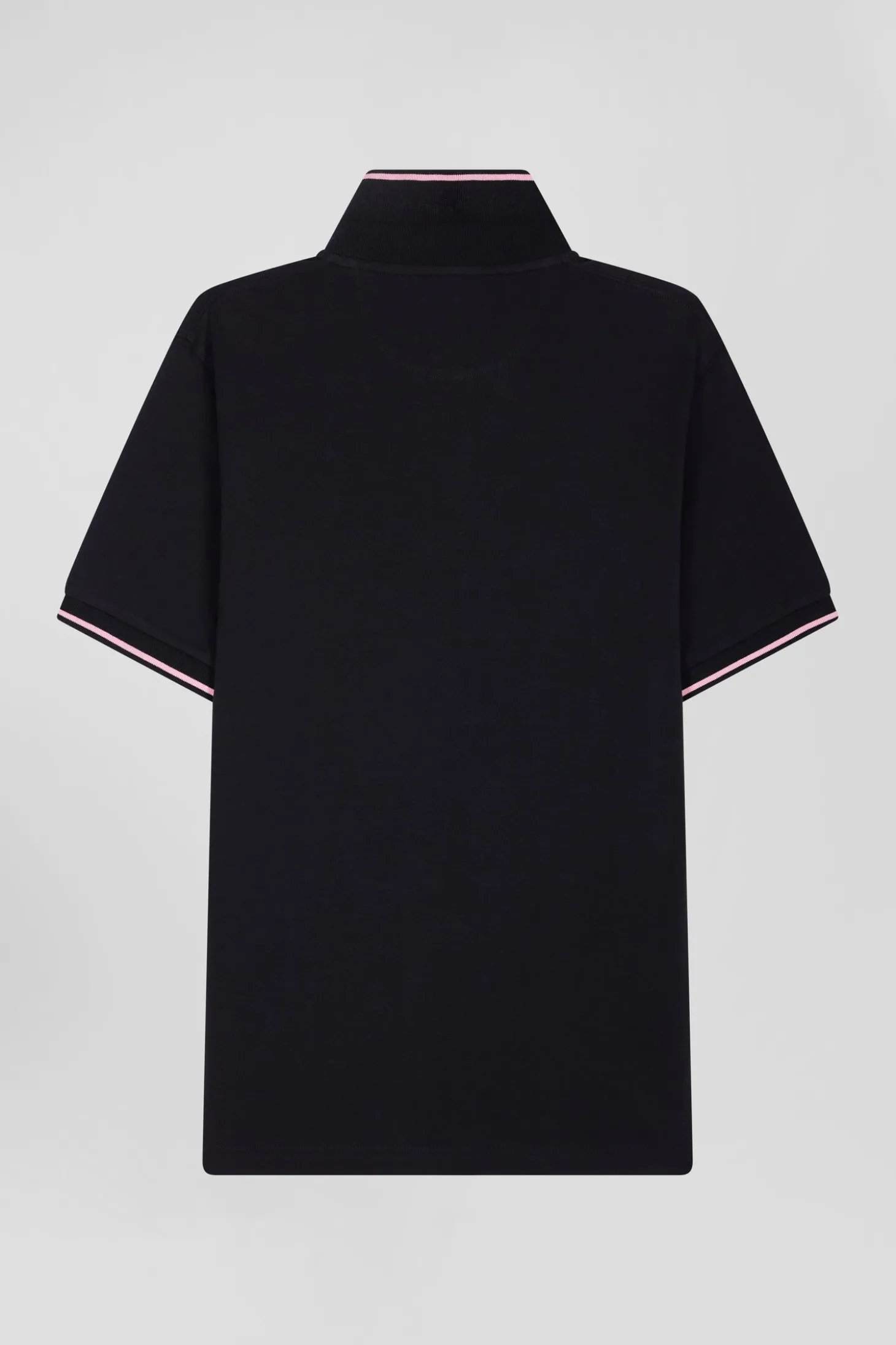 Slim navy blue short-sleeved stretch cotton polo shirt with Eden Park jacquard collar