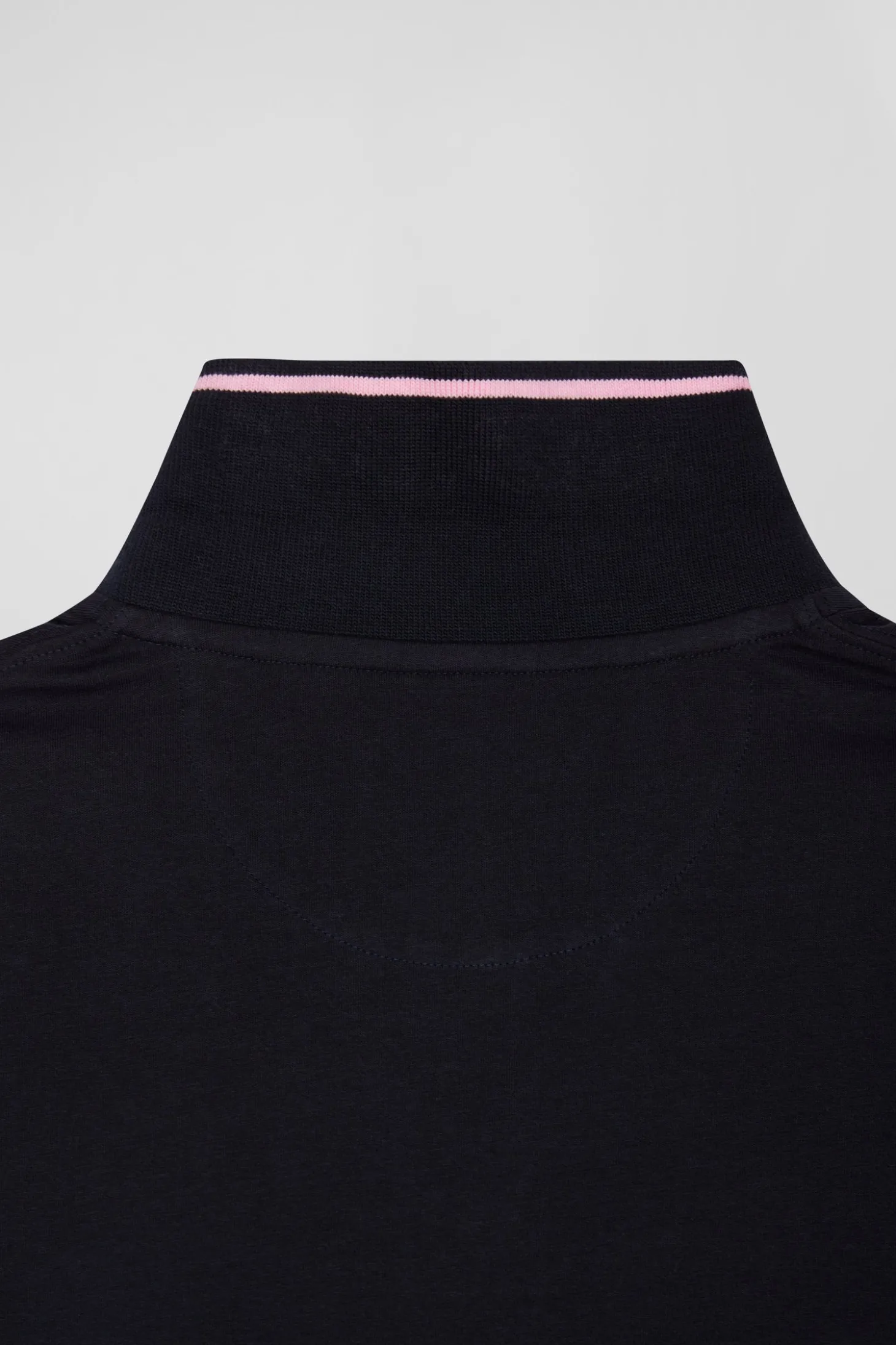 Slim navy blue short-sleeved stretch cotton polo shirt with Eden Park jacquard collar