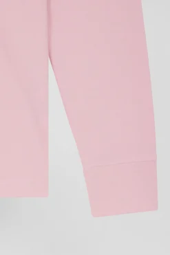 Slim pink long-sleeved cotton piqué polo shirt
