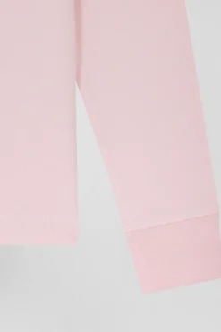 Slim pink long-sleeved stretch cotton polo shirt