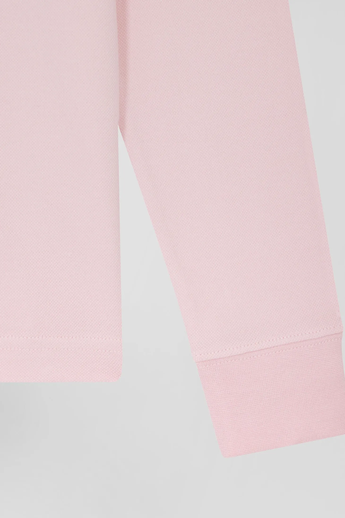Slim pink long-sleeved stretch cotton polo shirt