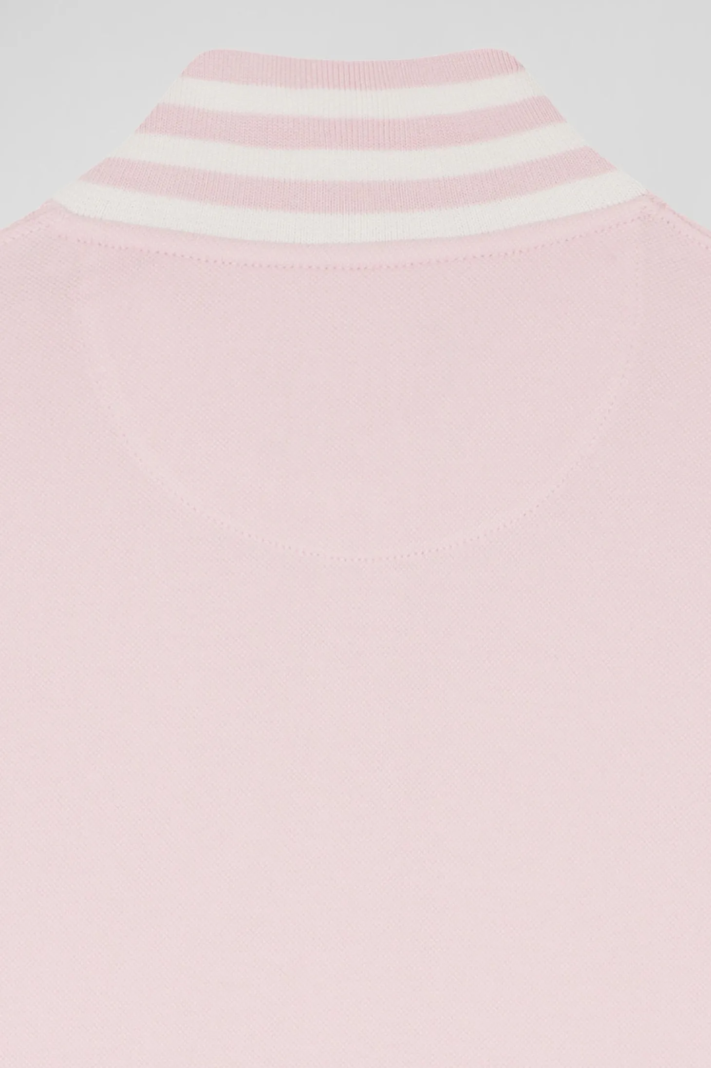 Slim pink long-sleeved stretch cotton polo shirt