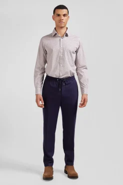 Slim pink microprint cotton shirt