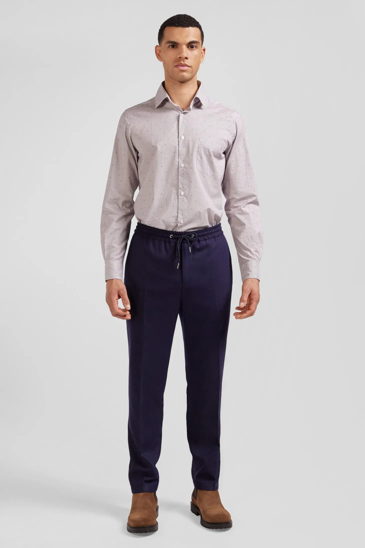 Slim pink microprint cotton shirt