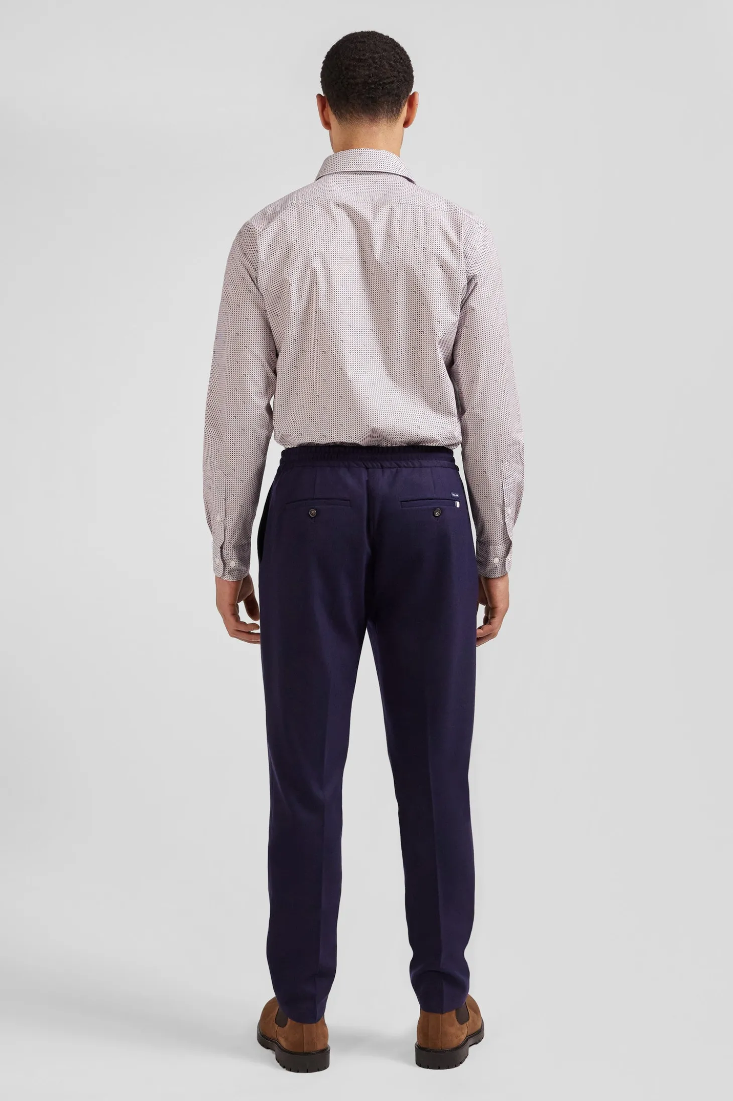 Slim pink microprint cotton shirt