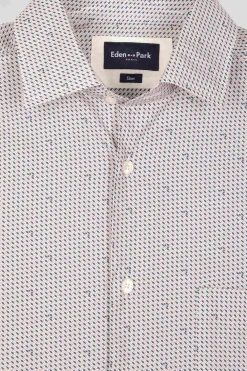 Slim pink microprint cotton shirt