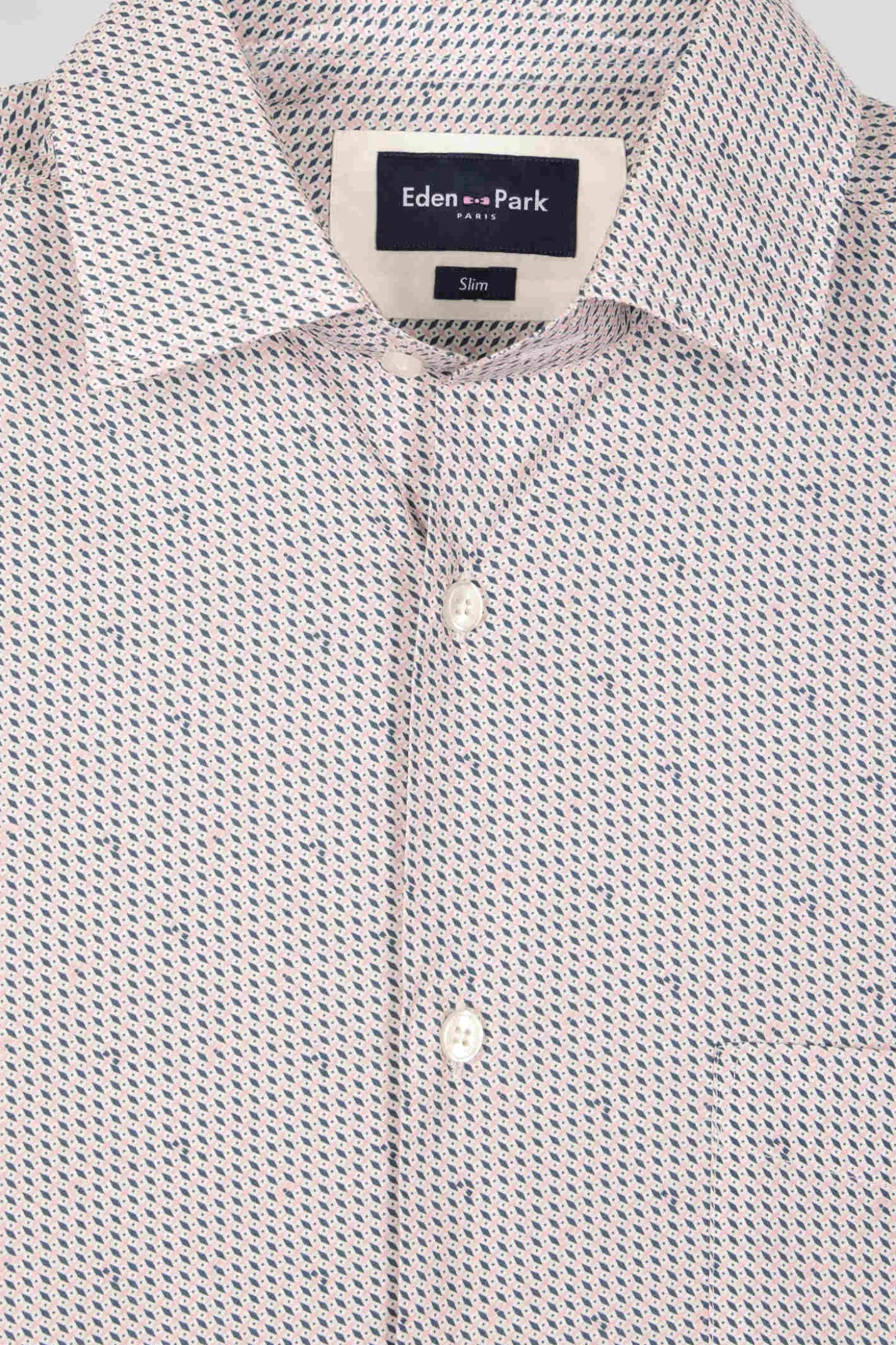 Slim pink microprint cotton shirt